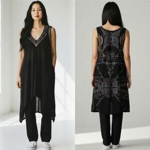 Free People Beaded Embroidered Embellished Tunic Dress